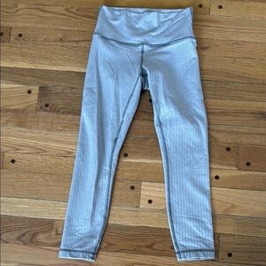 Lululemon 6 Wunder Under Fleece-Lined Herringbone Gray 25" High Waist Leggings
